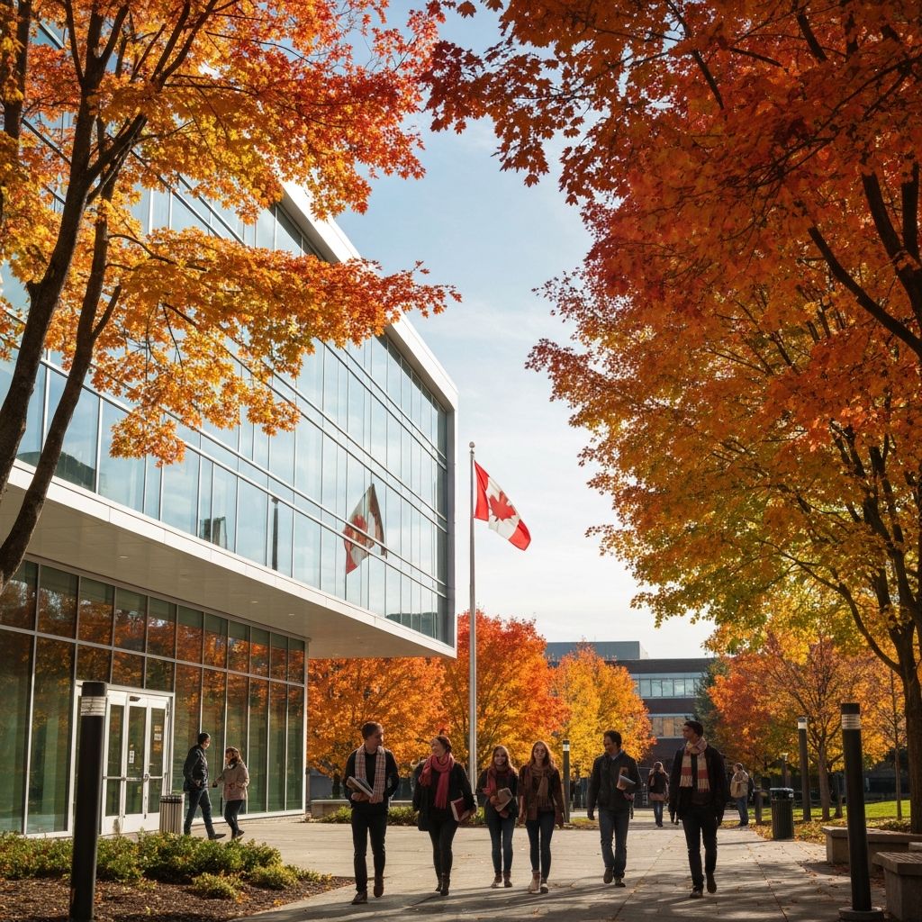 Canadian university campus in autumn