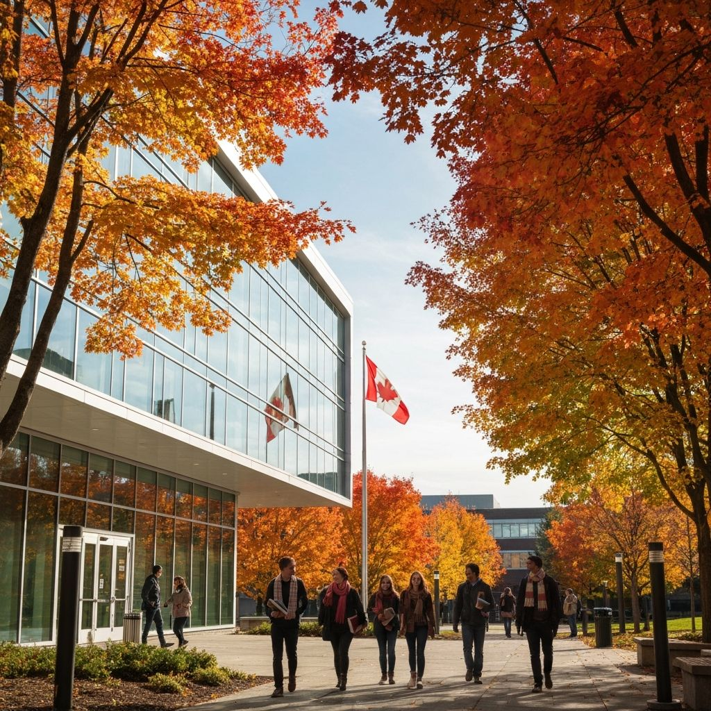 Canadian university campus in autumn